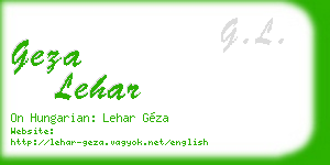 geza lehar business card